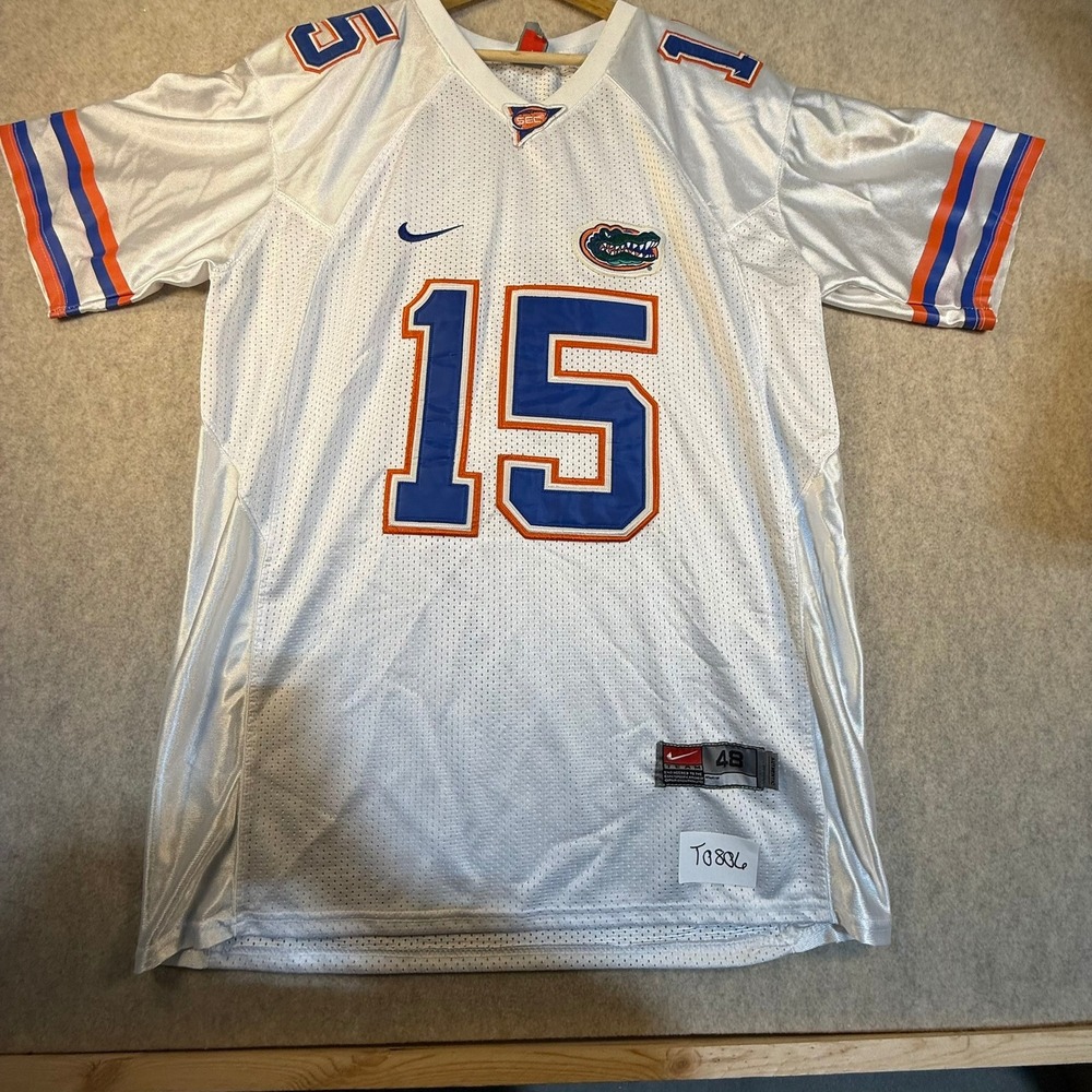 Nike Florida Gators Tim Tebow 15 Authentic Football Jersey White Sewn Mens 48